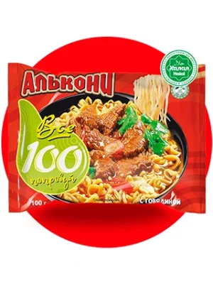 Алькони лапша быстрого приготовления, с говядиной, 100гр