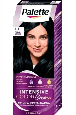 Стойкая крем-краска для волос Palette, 1-1 Сине-черный о